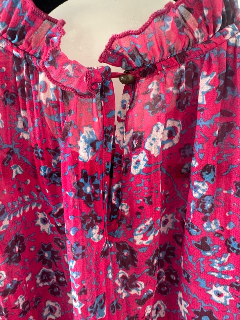 Anthropologie Frieda Pleated Ruffle Floral Top - Picture 6 of 8